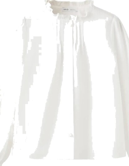 Mango Gathered Details Cotton Shirt White 6