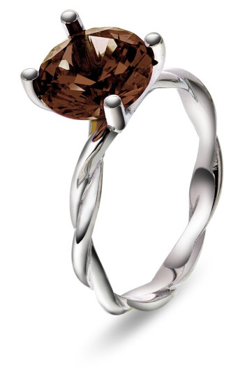 Pan Jewelry Drops, Ring i 585 hvitt gull med Røykkvarts