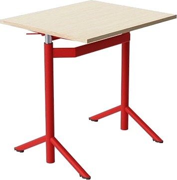 Elevbord Atlas 1132 700X600mm Eg Højtrykslaminat Rødt Stel Elevbord Atlas 1132 700X600mm Eg Højtrykslaminat Rødt Stel