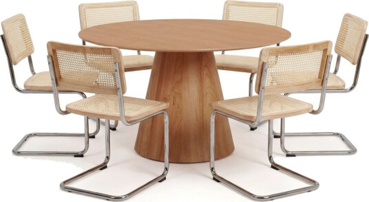Siena spisegruppe rund 150 cm eik med 6 Build spisestoler - Eik