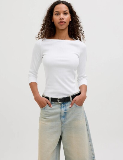 JJXX Jxfifi Str 3/4 Boatneck Top Jrs Noos White XS
