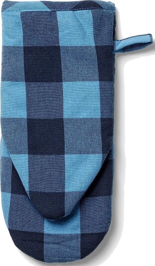 Midnatt Oven Mitt Checked Blue Blue 13X30 Midnatt Oven Mitt Checked Blue Blue 13X30