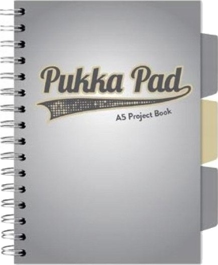 Pukka Pad Prosjektbok Grå A5/100K Rute 3 Stk