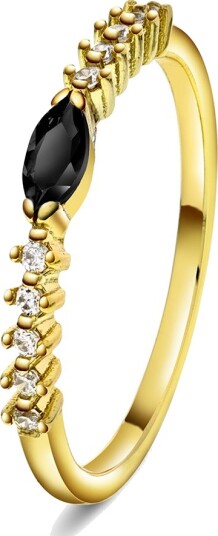 Pan Jewelry Ring i 925 forgylt sølv med sort zirkonia