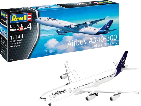 Revell Airbus A340-300 Lufthansa Modellfly Byggesett 1:144