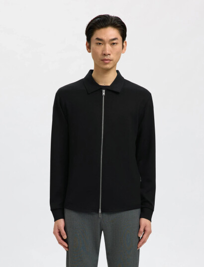 Selected Slhemanuel Soft Full Zip Sweat Noos - Black - S