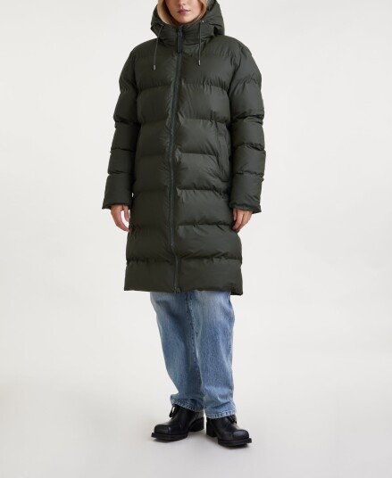 Rains Alta Long Puffer Jacket - Green M