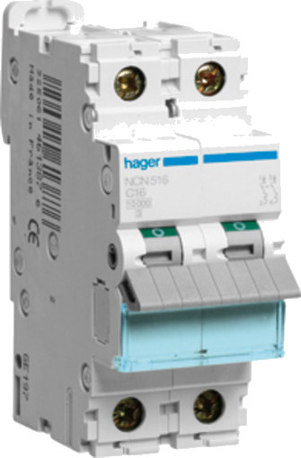 Hager Automatsikring 1P+N 6A C 10kA NCN506A