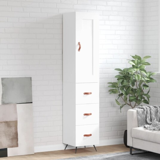 vidaXL Highboard hvit 34,5x34x180 cm konstruert tre 8720845495916