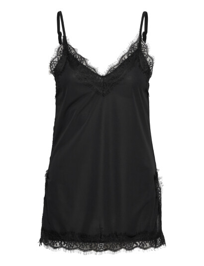 Gina Tricot Lace Detail Singlet   Black   S