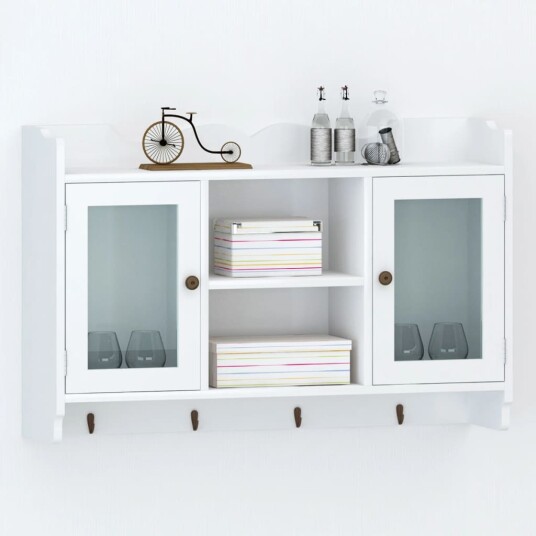 vidaXL Hvit MDF Veggskap Bokhylle/DVD/Glassoppbevaring vidaXL Hvit MDF Veggskap Bokhylle/DVD/Glassoppbevaring
