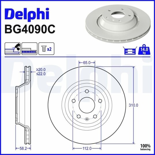 Bremseskive DELPHI BG4090C Bremseskive DELPHI BG4090C