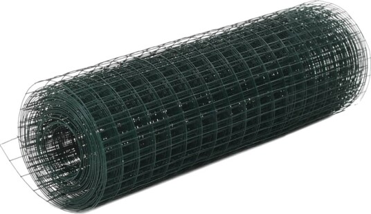 vidaXL Trådgjerde kylling stål med PVC belegg 25x0,5 m grønn