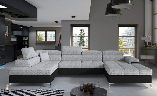 Seksjon Eltap Eduardo 337x205x88 cm Berlin 01 Soft 11 Grå Svart Venstre