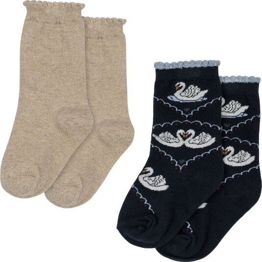 Konges Sløjd Sokker 2 pack Jaquard Navy/Off White Konges Sløjd 17/18 Sokker Beige Blå Marineblå