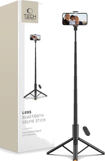 Tech-Protect L09s Bluetooth Selfie-Stick Stativ Sort