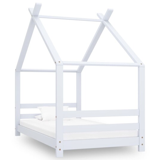 Sengeramme for barn heltre furu 80x160 cm i hvit