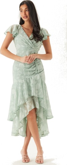 Goddiva Chiffon Flutter High Low Dress