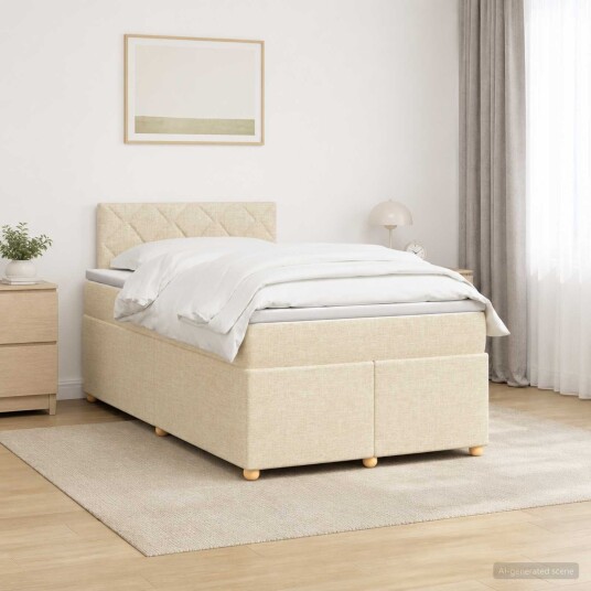 vidaXL Kontinentalseng med madrass Krem 120 x 190 cm Stoff