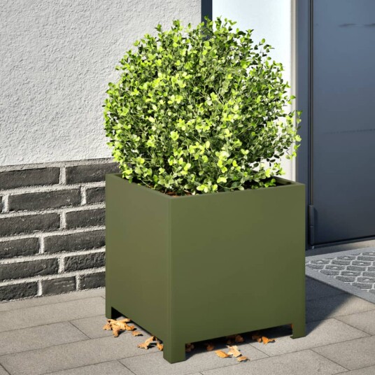 Plantekasse olivengrønn 40x40x40 cm stål