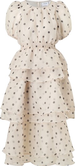 Vila Kjole viVane S/S O neck Midi Dress Beige Vila Kjole viVane S/S O neck Midi Dress Beige