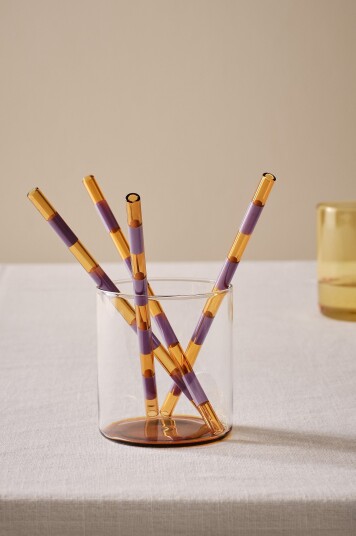 Jotex Sugerør i Glass 4pakning Brun/lilla POPPY 2073273020 Jotex Sugerør i Glass 4pakning Brun/lilla POPPY 2073273020