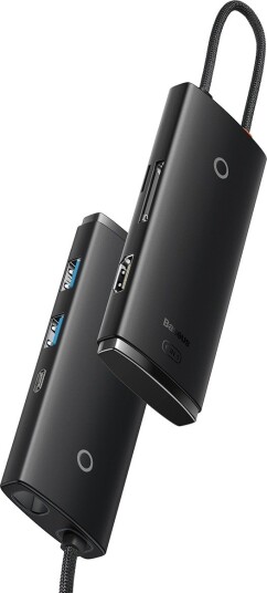 Baseus Lite Series USB-C Hub med 2x USB 3.0, HDMI og SD/TF - Svart