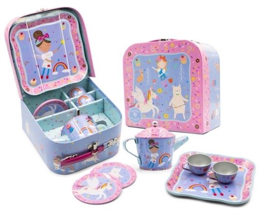 FLOSS & ROCK Rainbow Fairy 7pc Tin Tea Set 45P6498 FLOSS & ROCK Rainbow Fairy 7pc Tin Tea Set 45P6498