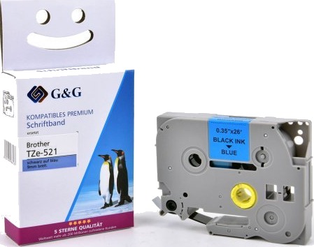 G&G 17086 Svart På Blått Kontinuerlig Etikett Tze Grå Brother Brother Ptouch 1000 Brother Ptouch 1010 Brother Ptouch 1280 Brother Ptouch 1750 Brother Ptouch 18R...