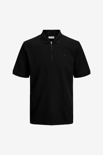 Jack & Jones - Pologenser jjeAustin Zip Polo SS Pls - Svart