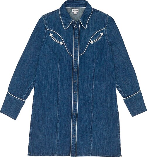 Wrangler Denimkjole Piped shirt dress Blue reverie Blå