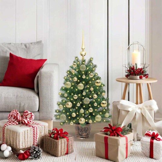 Kunstig juletre med 150 LED med stativ grønn 75 cm PE og PVC