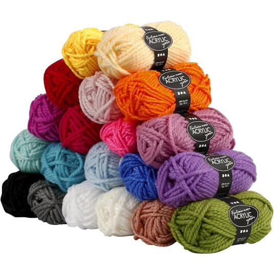 Creativ Company Akrylgarn Fantasia Ass Farger 35 m Størrelse Maxi 20 stk 50 g/1 Pk