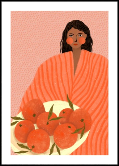 Woman Holding Oranges Plakat / 70x100