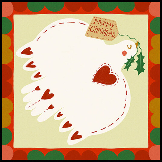 Merry Christmas Dove Festive Illustration Plakat Plakat / 70x70cm Merry Christmas Dove Festive Illustration Plakat Plakat / 70x70cm