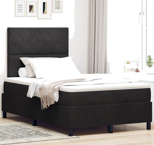 Box Spring Seng med Madrass Svart 120x200 cm Fløyel
