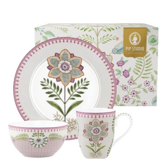 Pip Studio Lily & Lotus frokostsett 3 deler multi Pip Studio Lily & Lotus frokostsett 3 deler multi