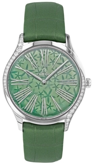 Omega Dameklokke 428.18.36.60.10.002 De Ville Mini Tresor Grønn/Lær