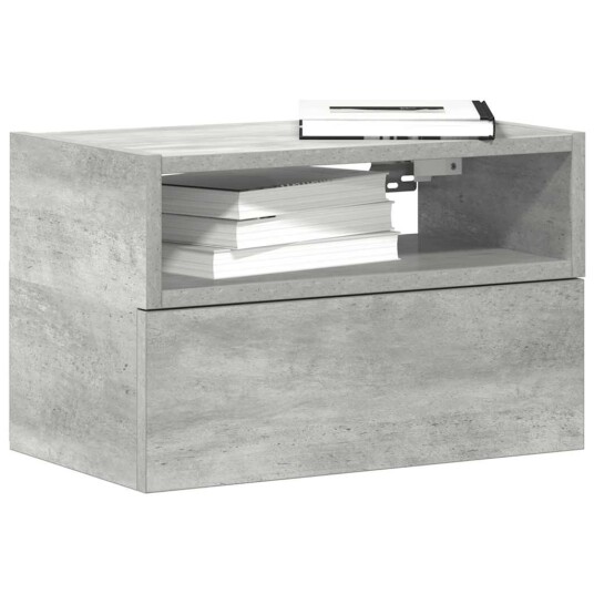  Veggmontert nattbord betonggrå 45x26x28,5 cm 8721158574817