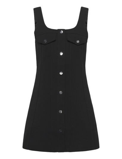 GANNI Crep Mini Dress   Black   42