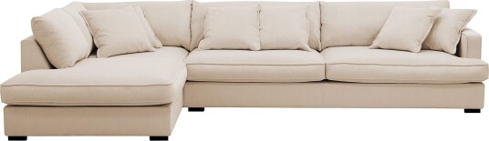Rossita Lyx 4 seters Venstrevendt L formet Extra Dyp Sjeselongsofa i Manchester Beige Kordfløyel Rossita Lyx 4 seters Venstrevendt L formet Extra Dyp Sjeselongsofa i Manchester Beige Kordfløyel