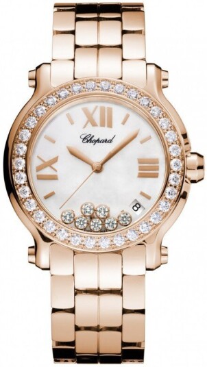 Chopard Dameklokke 278559 6003 Happy Sport Sølvfarget/Lær Ø36 mm