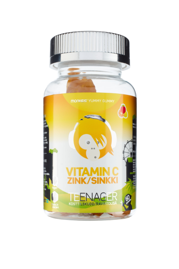 Monkids Vitamin C+Sink Teenager fruktsmak 60 stk Monkids Vitamin C+Sink Teenager fruktsmak 60 stk