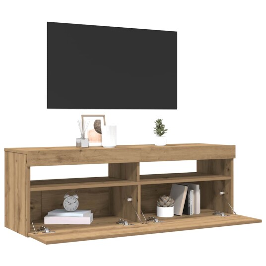  TV-benk med LED-lys artisan eik 120x35x40 cm konstruert tre 8721158437631
