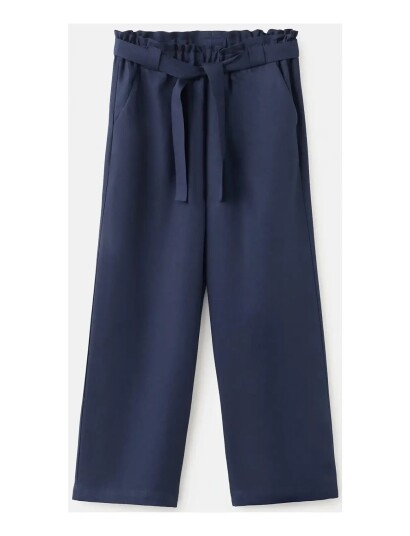 Mango Lyocell Tie Waist Trousers Navy 5 6
