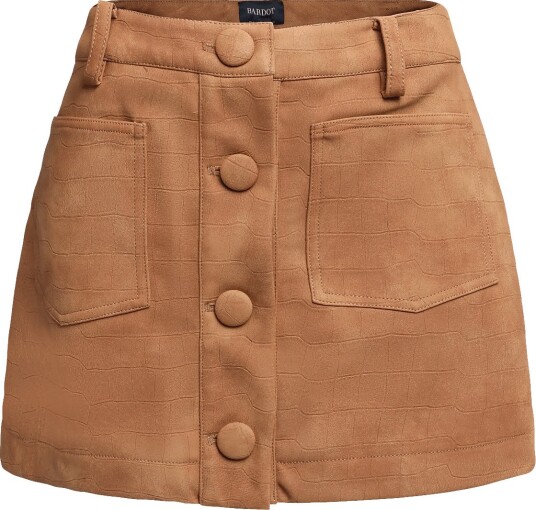 Bardot Lorenzo Croc Vegan Suede Skirt CAMEL 40