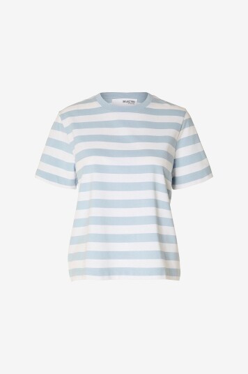 Selected FEMME - Topp slfEssential SS Striped Boxy Tee - Blå