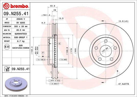 Bremseskive BREMBO 09.N255.41