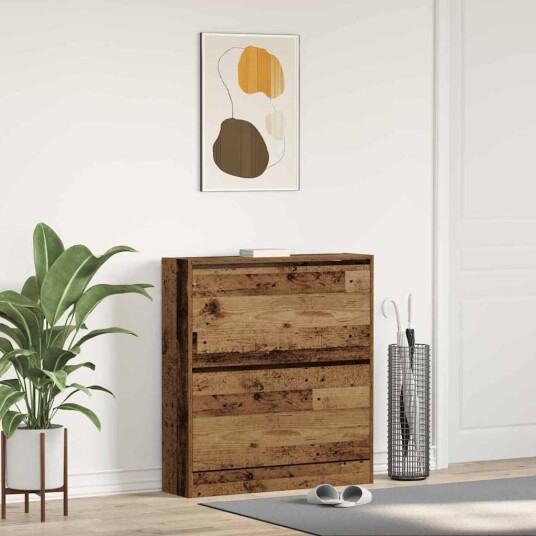 Skohylle med Flip Skuff Gamle Tremateriale 80x21x87,5 cm Skohylle med Flip Skuff Gamle Tremateriale 80x21x87,5 cm