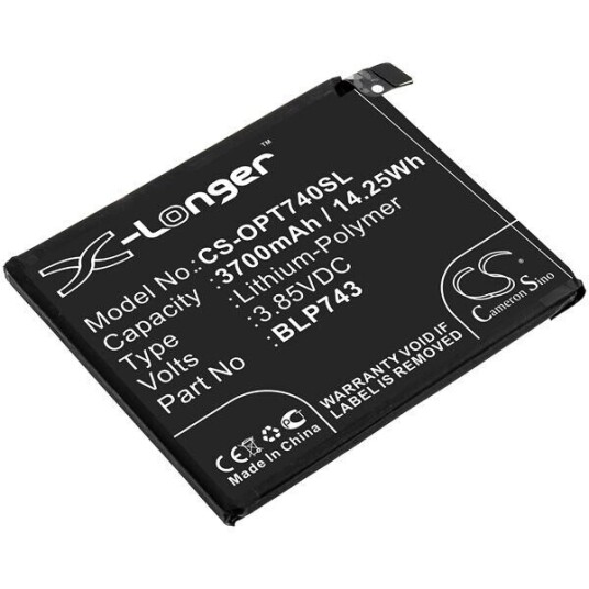 OnePlus HD1905 batteri (3700 mAh 3.85 V, Sort) OnePlus HD1905 batteri (3700 mAh 3.85 V, Sort)